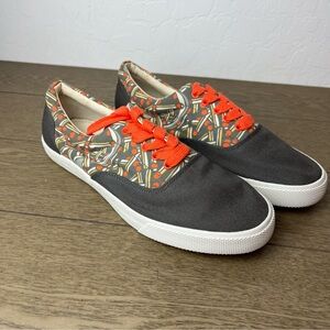 Bucketfeet Canvas Sneakers Men’s 9 Artist Design Gray Orange Streetwear Shoes